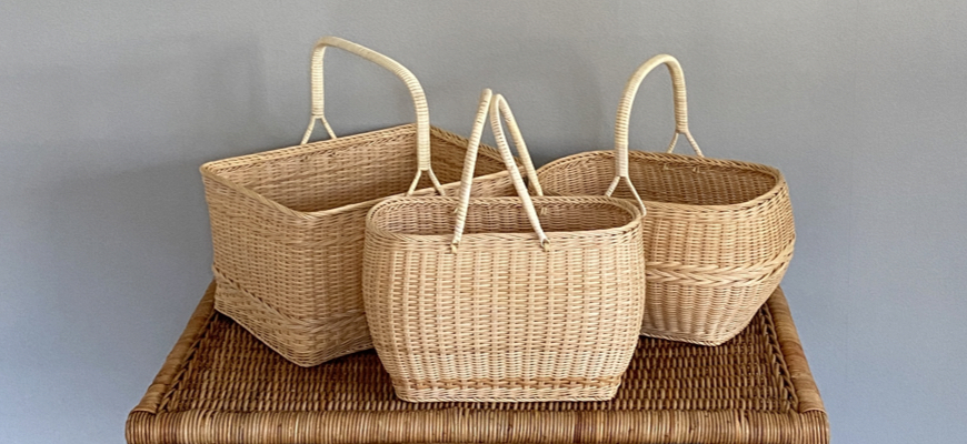 籠　かご 昭和の籠 なるちゃんバッグ 籠バスケット 楕円形 SD285